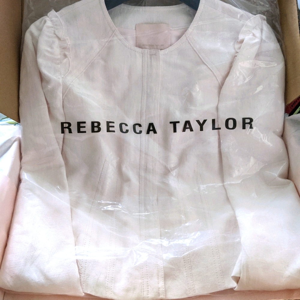 NWT Rebecca Taylor lightweight pale pink blazer